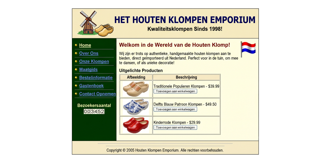 De oude website voor de refresh
