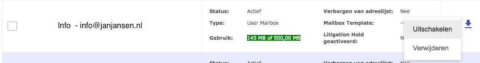 Mailbox uitschakelen